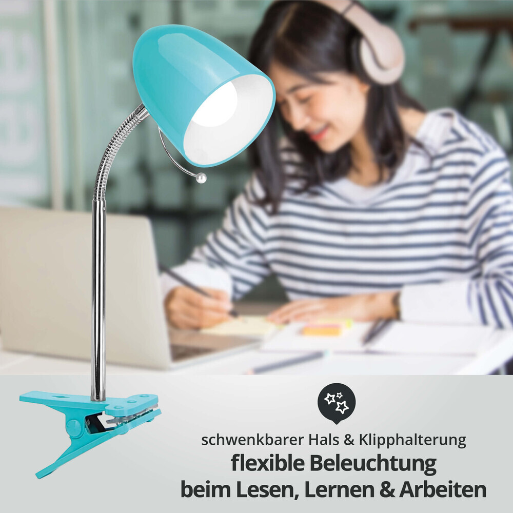 Elegante Tischlampe mit flexiblem Schwanenhals und chromfarbenem Sockel von LED Universum