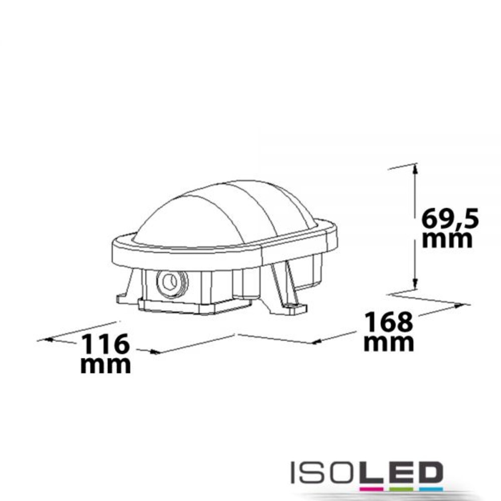 Weiße, moderne ISOLED Kellerleuchte mit integriertem HF Bewegungssensor und neutralweißem Licht