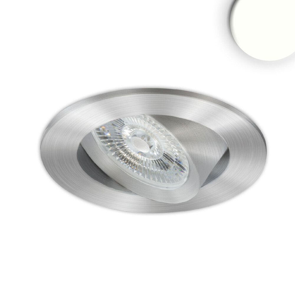 Hochwertige, runde LED Einbauleuchte in Alu gebürstet von Isoled mit neutralem Licht