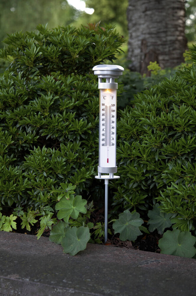 Exquisites warm-weißes LED Solar Thermometer für den Außenbereich von Star Trading