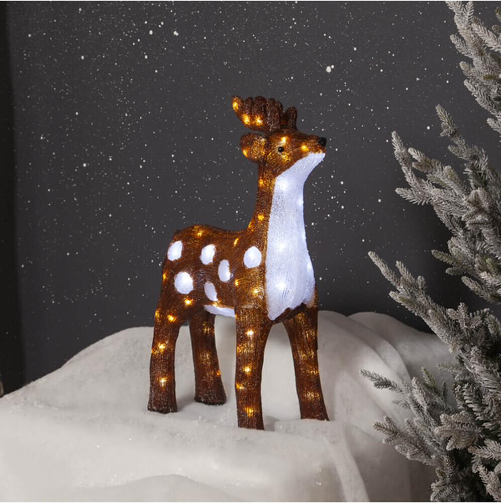 Beeindruckende braune und weiße Leuchtfigur in Form eines Hirschs von Star Trading mit 40 coolwhite LED