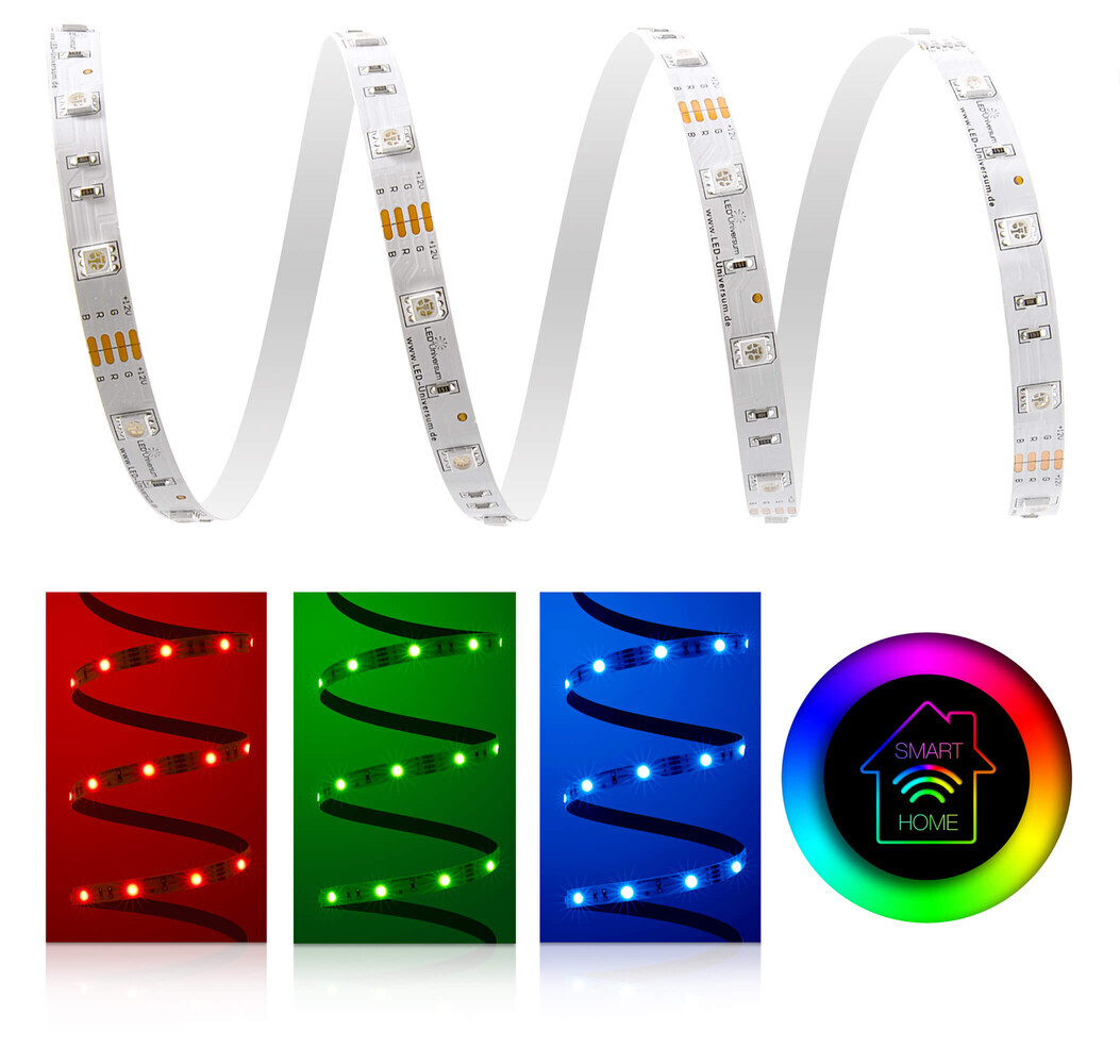 Hochwertiger, farbintensiver LED Streifen von LED Universum für intelligentes Zuhause