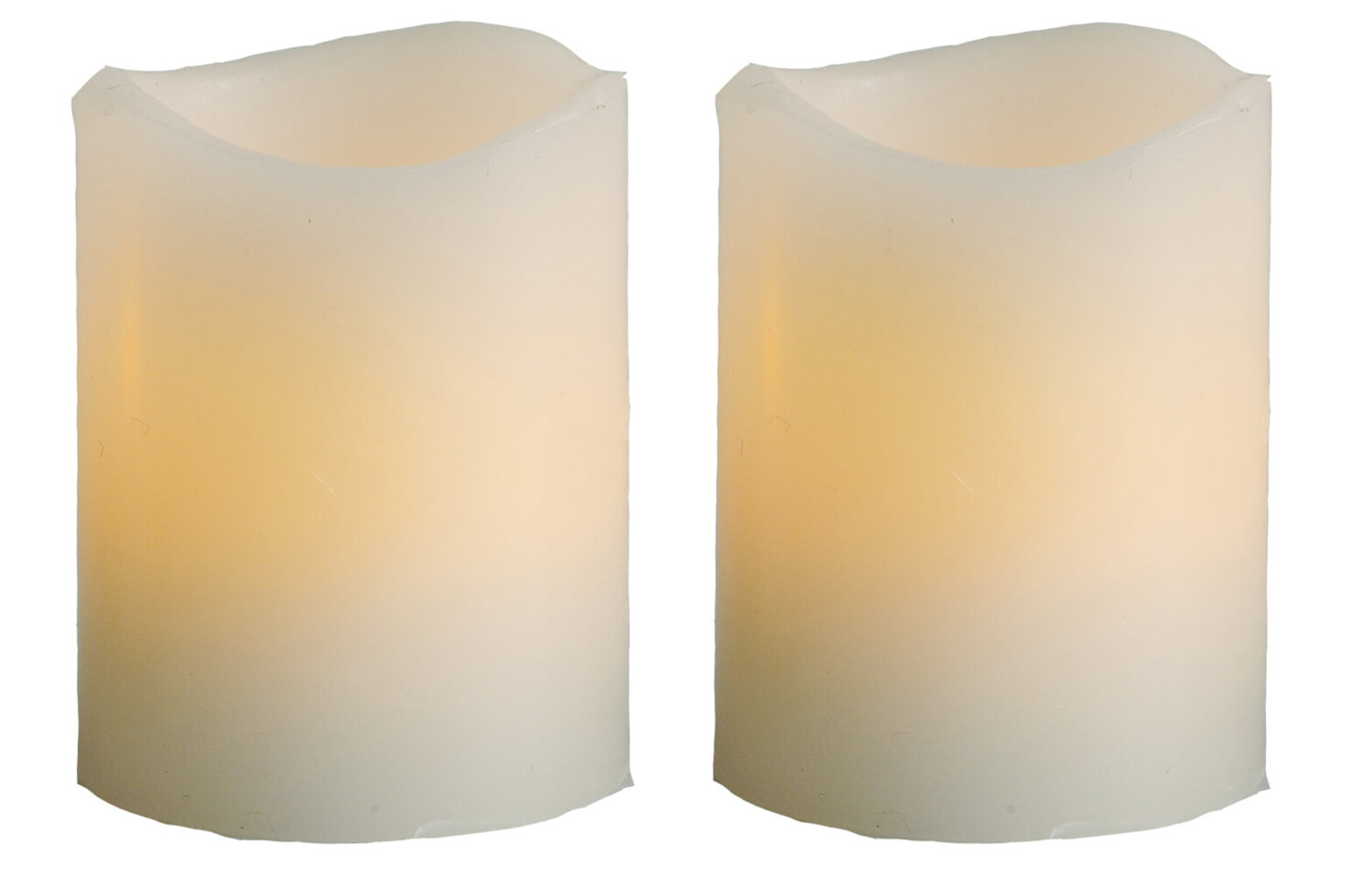 2er Set weiße LED Wachskerzen von Star Trading mit amber LED, batteriebetrieben, ca. 6x5 cm Größe