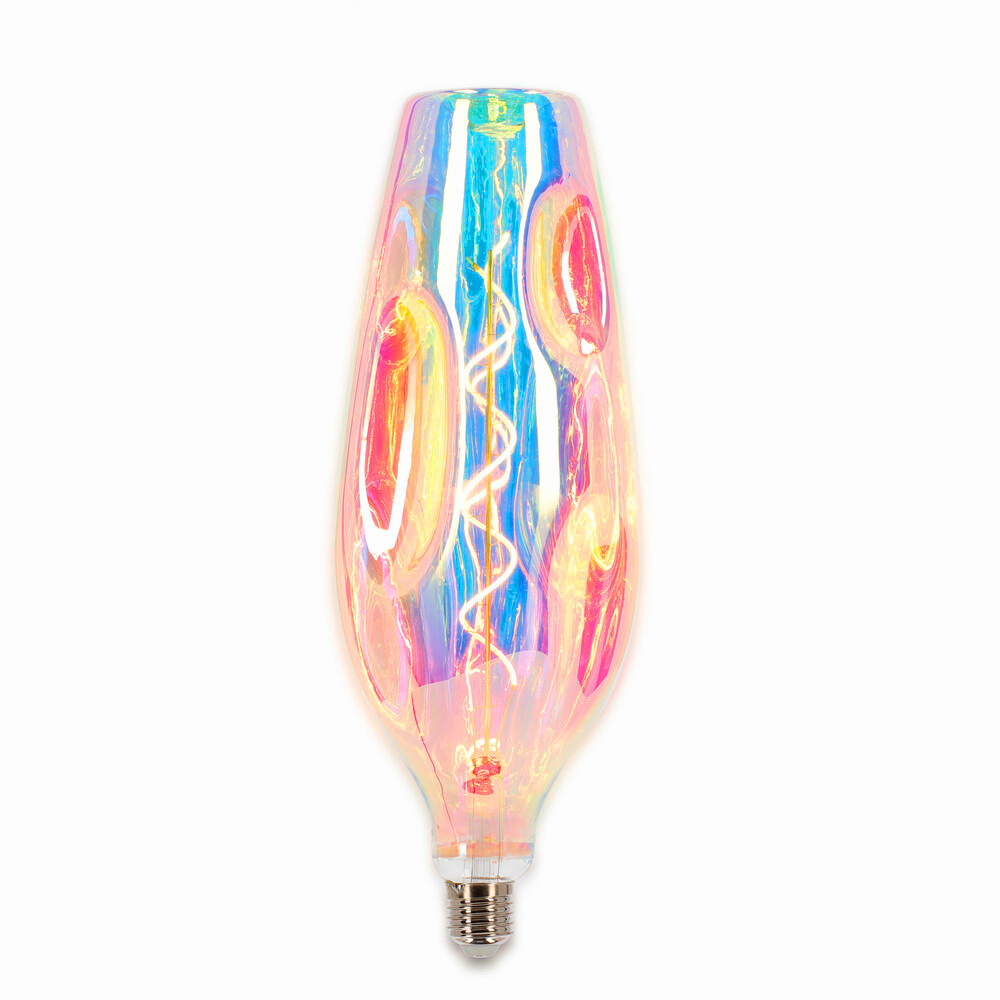 LED Deko-Leuchtmittel Spiral-Filament Glühlampe "Alien" konisch verspiegelt Sockel E27 4W CR110 1800K/Amber 250lm