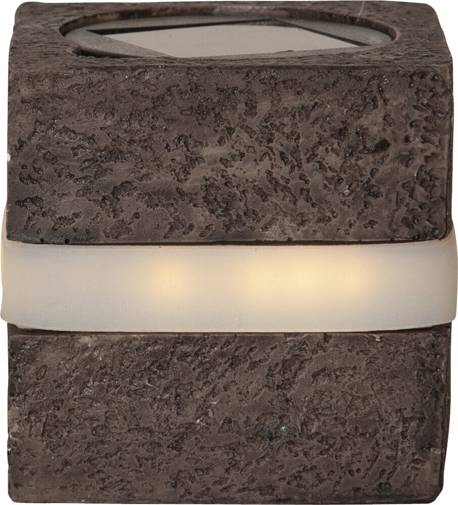 Luxuriöse, graue Dekoleuchten Stonecube von Star Trading mit LED und Solarbetrieb für den Außenbereich