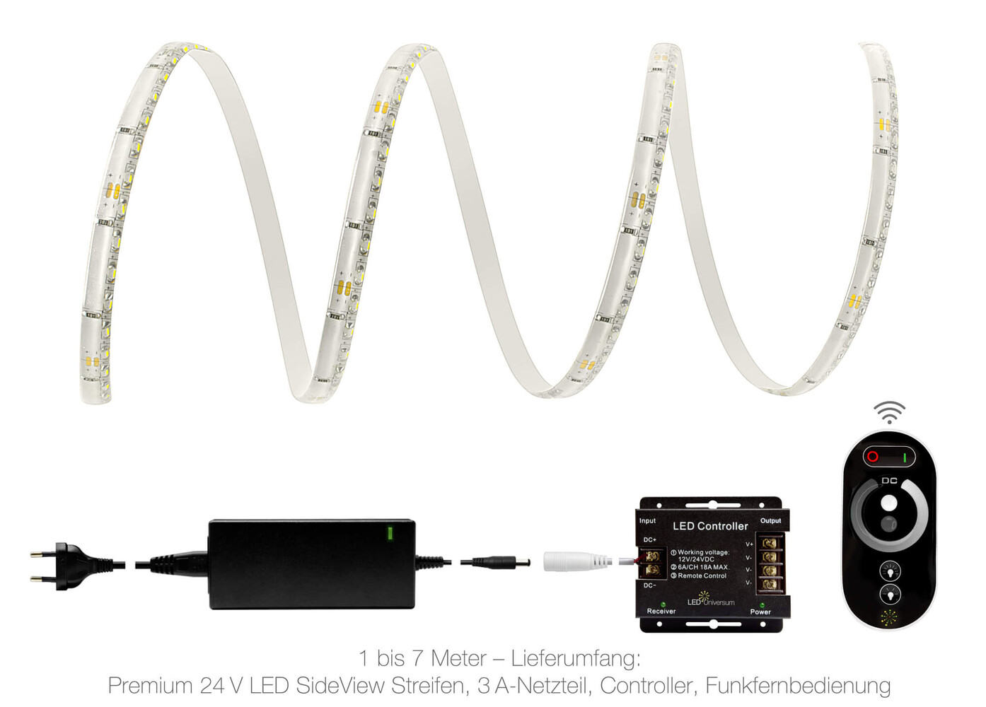 Hochwertiger warmweißer LED Streifen von LED Universum mit moderner SideView Technologie