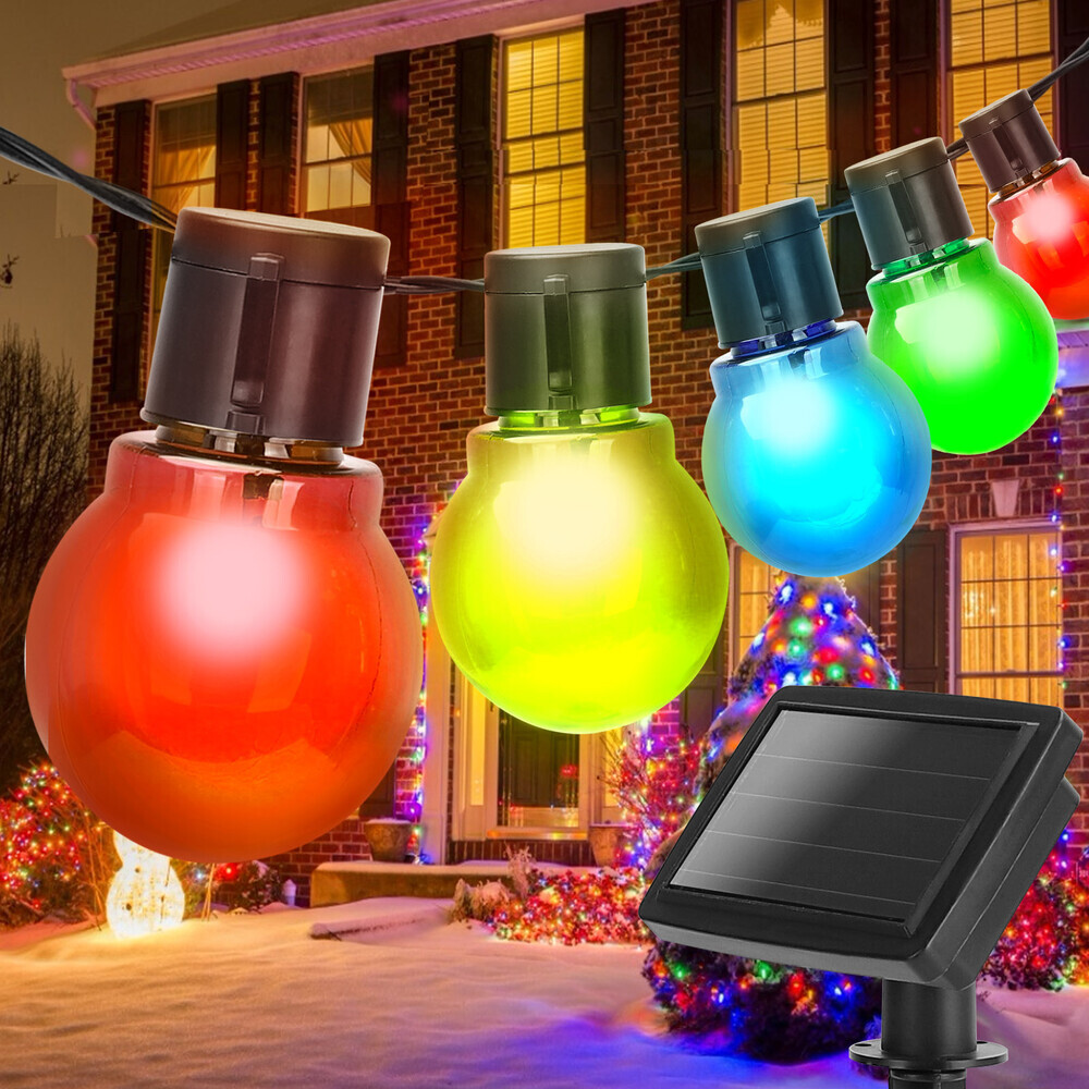 LED Deko-Party-Lichterkette mit multicolor RGBY 5,8m Lampen 20 1000137298 | Solar-Panel IP44