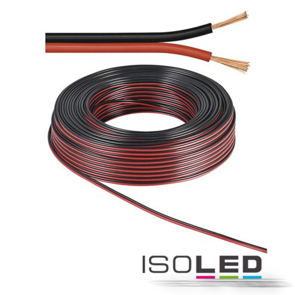 Schwarz-rote Isoled Kabelrolle, 50 Meter, 2-Polig und beeindruckende 1,5mm Stärke