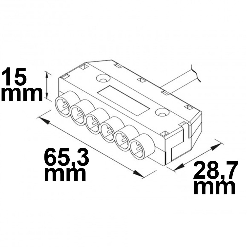 Schwarzer Mini Plug 6-fach Verteiler von Isoled mit IP54 Schutzklasse
