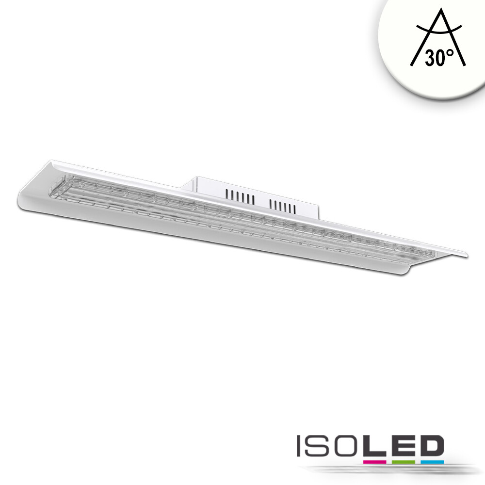 Dimmbare, neutralweiße LED Hallenleuchte von ISOLED mit Schutzklasse IP65 und Stoßfestigkeitsklasse IK10
