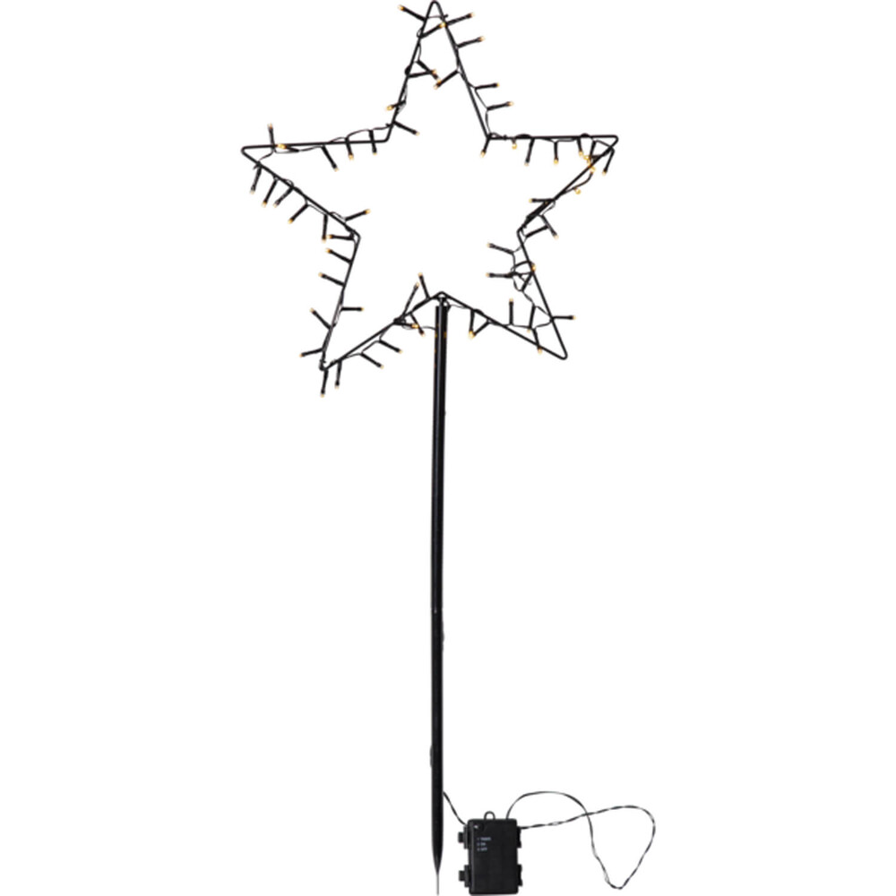LED Lichterstern Spiky 60 warmwhite LED ca 39x92 cm schwarz Batterie Timer outdoor von Star Trading