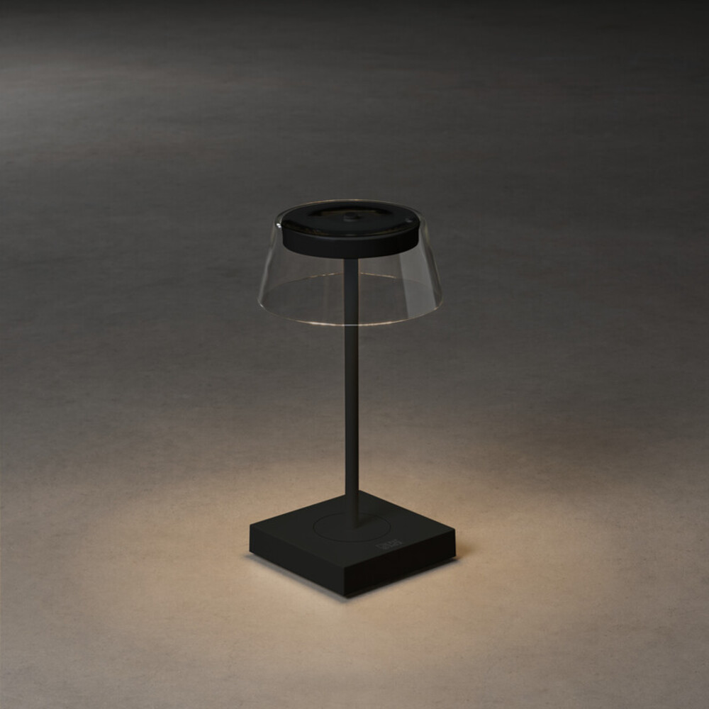 Elegante schwarze Tischleuchte von Konstsmide mit dimmbarer LED und USB-Anschluss