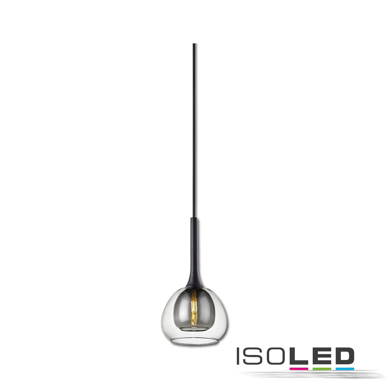 ISOLED 115218 Pendelleuchte, clear/black Glas, E14, 300cm