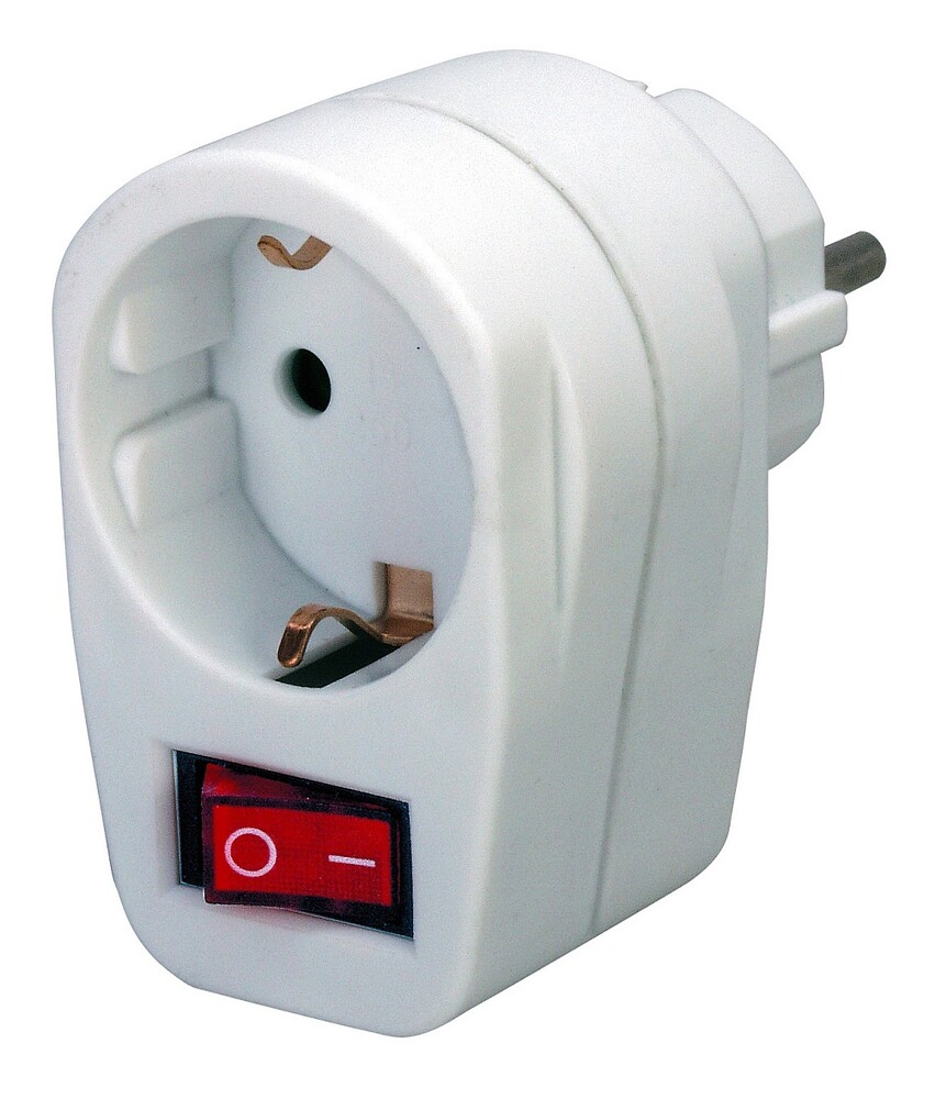 Weißer Brennenstuhl Adapterstecker mit angeschlossenem Schalter