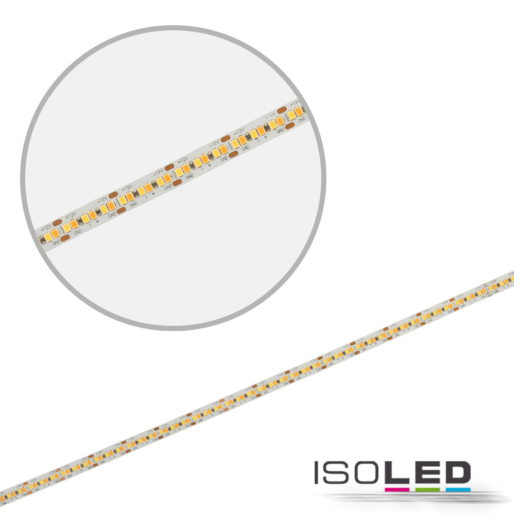 Hochqualitativer LED Streifen von Isoled in weißem Design mit 240 LEDs pro Meter und Flexband-Technologie