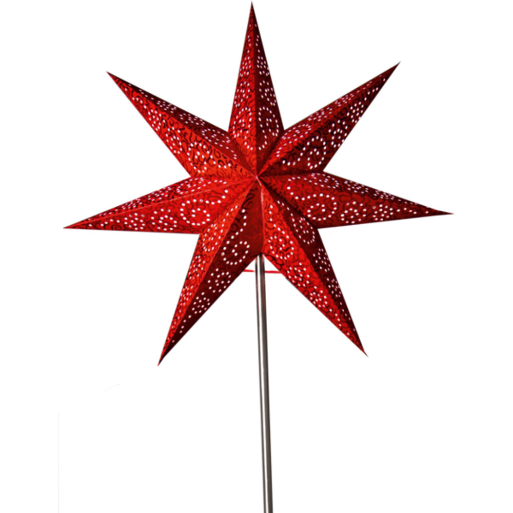 Roter Ersatzstern von Star Trading aus Papier mit Metallaufhängung, Höhe etwa 48cm