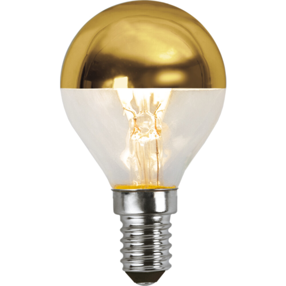 Glänzendes Filament Leuchtmittel mit Goldkopf von Star Trading, erzeugt warmes Licht bei 2700K