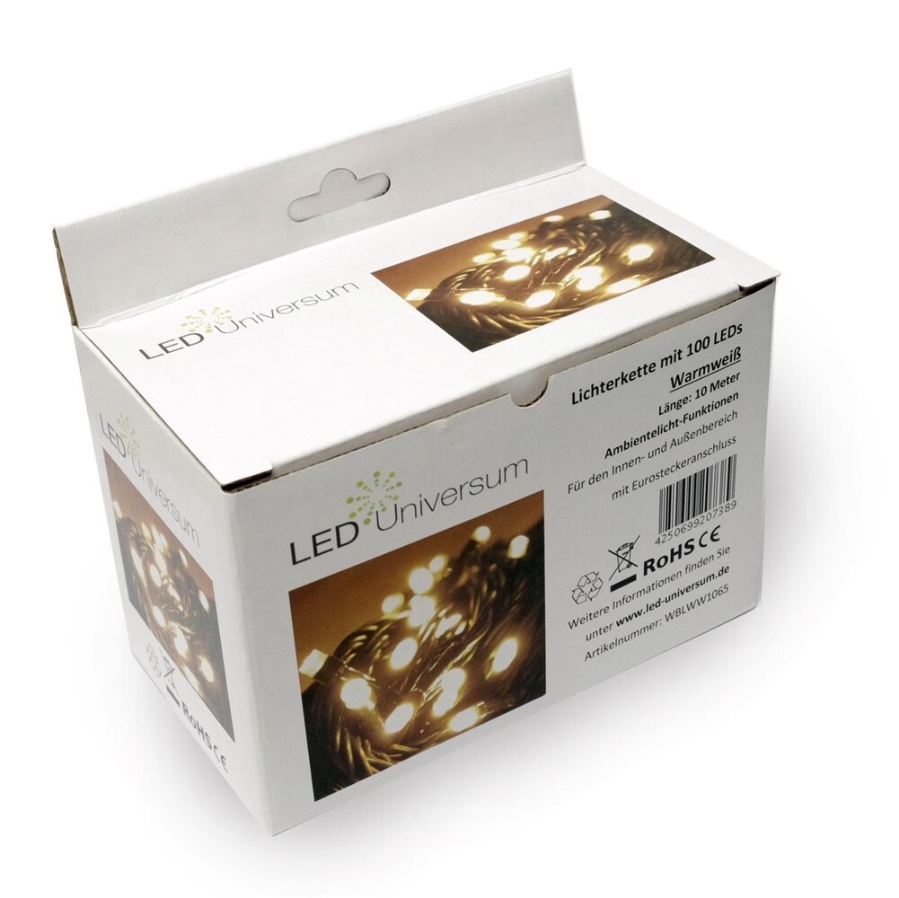LED Universum LED Lichterkette warmweiß mit 200 LEDs von LED Universum, dekorativ und stimmungsvoll