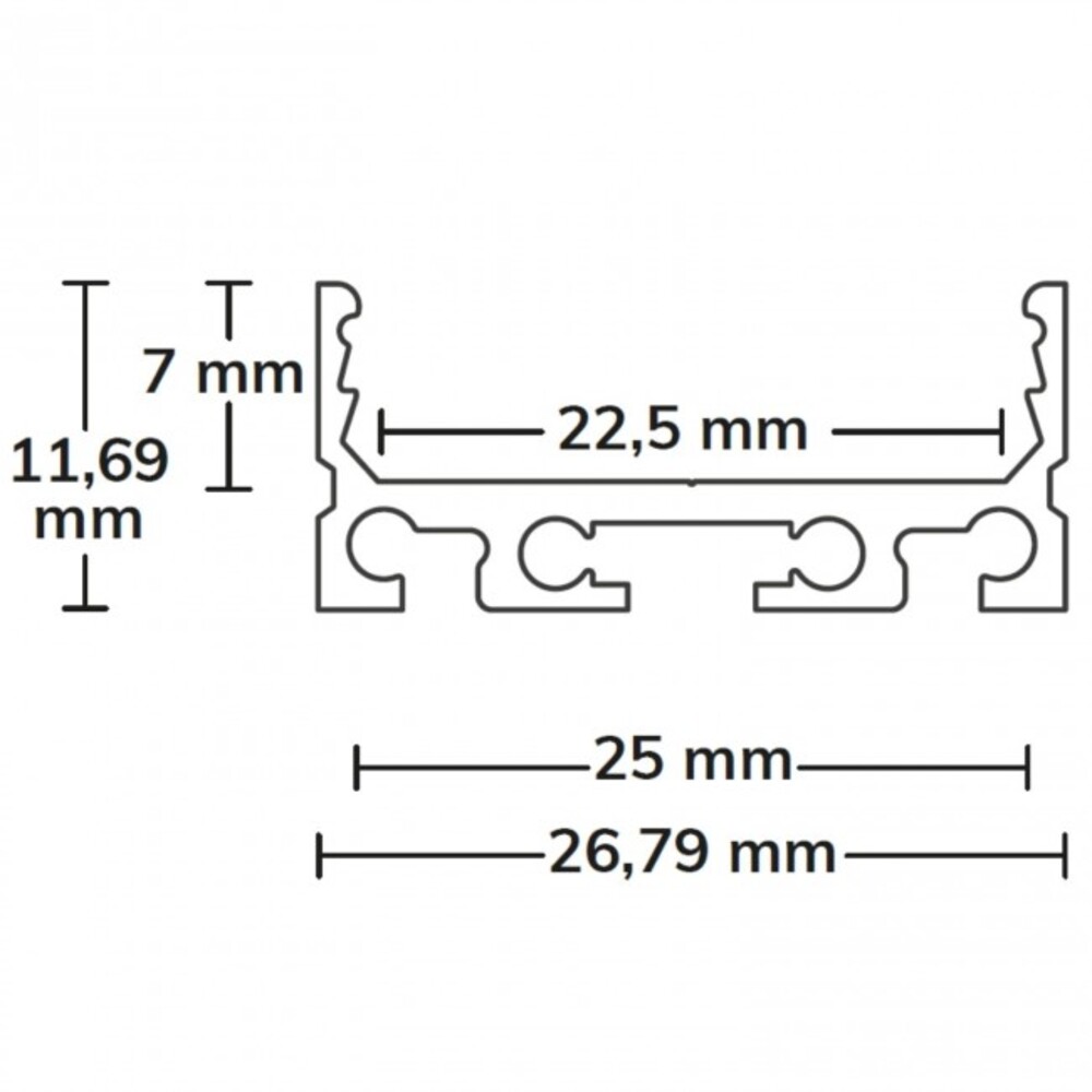 Flaches LED-Profil in Schwarz von GALAXY Profiles, welches LED-Stripes von maximal 24 mm unterstützt