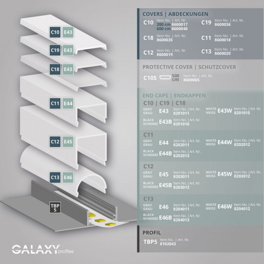 Hochwertiges LED-Profil in 200 cm Länge von GALAXY profiles