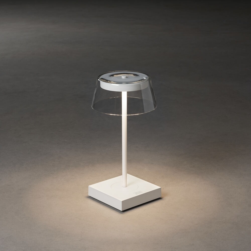 Stilvolle weiße LED-Tischleuchte Scilla von Konstsmide mit dimmbarem Licht