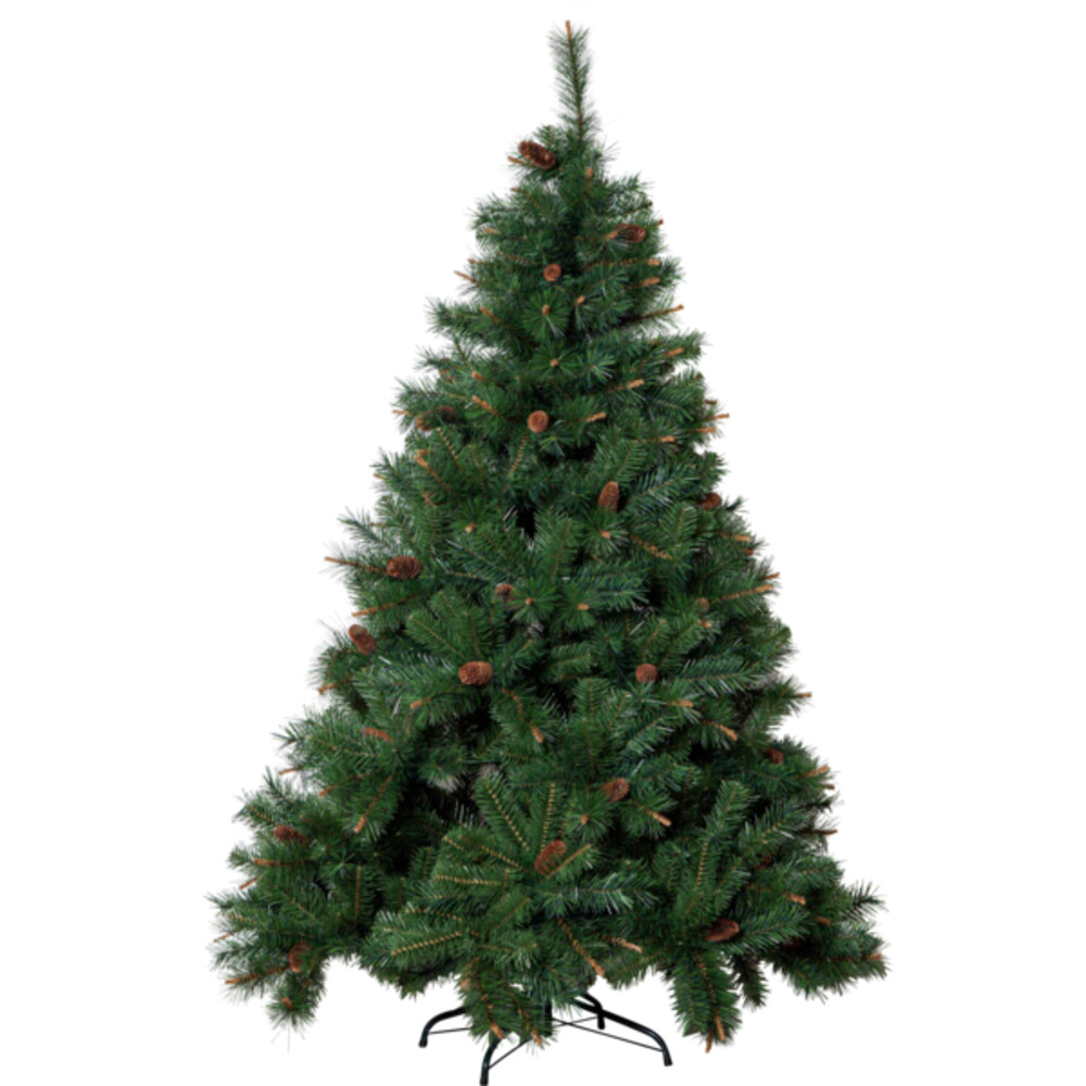 Majestätischer Weihnachtsbaum mit Tannenzapfen und Metallfuss von Star Trading, ideal für den Außenbereich