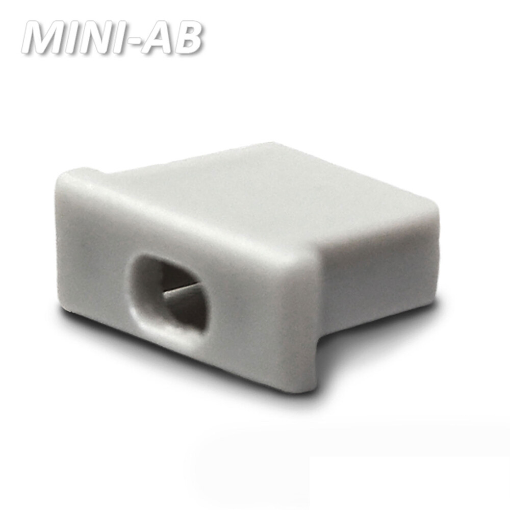 Silberne Isoled Endkappe mit Kabeldurchführung für Profil MINI AB10