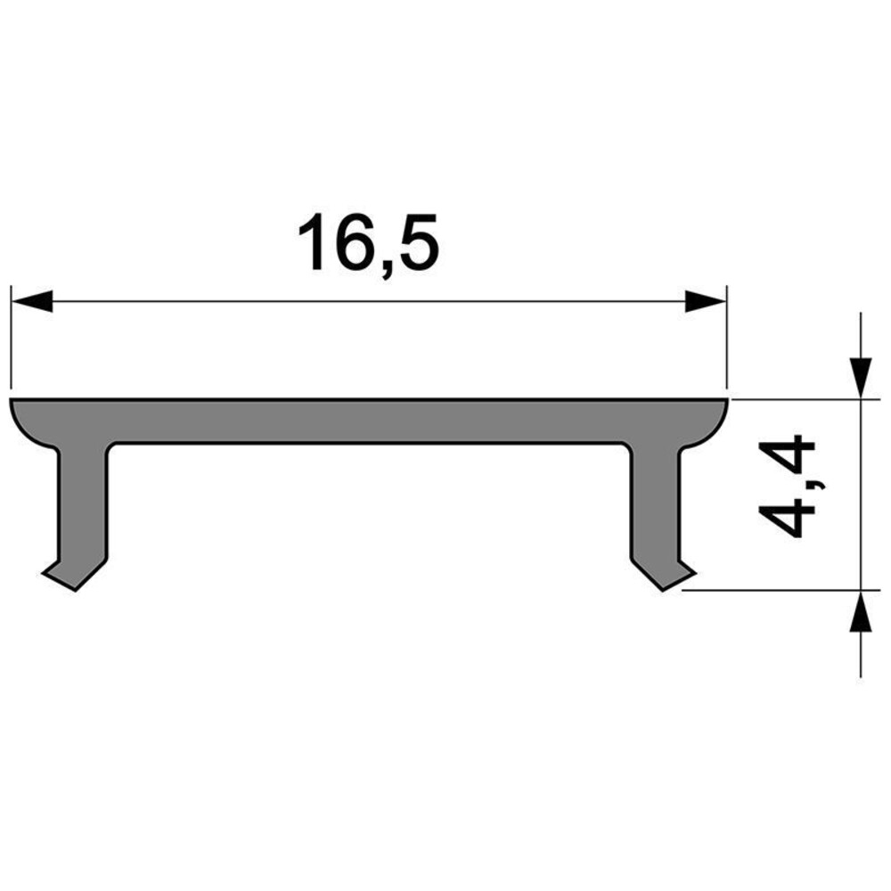 Hochwertige Deko-Light Abdeckung in Länge von 2000 mm, Breite 16,5 mm und Höhe 4,4 mm