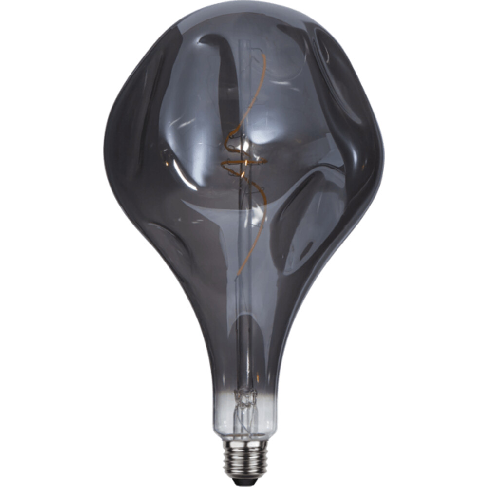 Modernes LED-Leuchtmittel im Industriedesign von Star Trading mit rauchigem Glas und warmem Licht