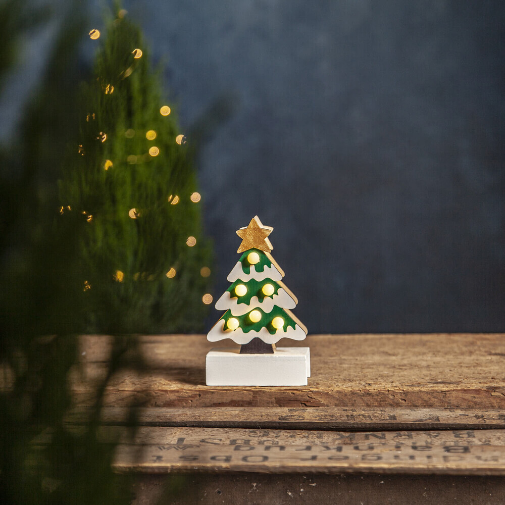 Buntes Holz-Weihnachtsbaum-Dekoleuchte von Star Trading