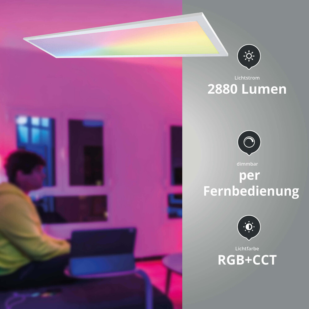 Hochwertiges LED Panel von LED Universum mit sattem, farbenfrohem RGB-Licht und starker Intensität von 2880 Lumen