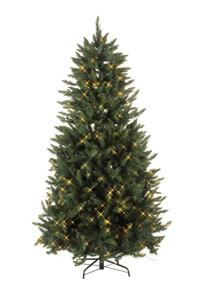 Prächtiger beleuchteter Weihnachtsbaum von Star Trading, in strahlendem Grün mit warmweißen LED-Lichtern