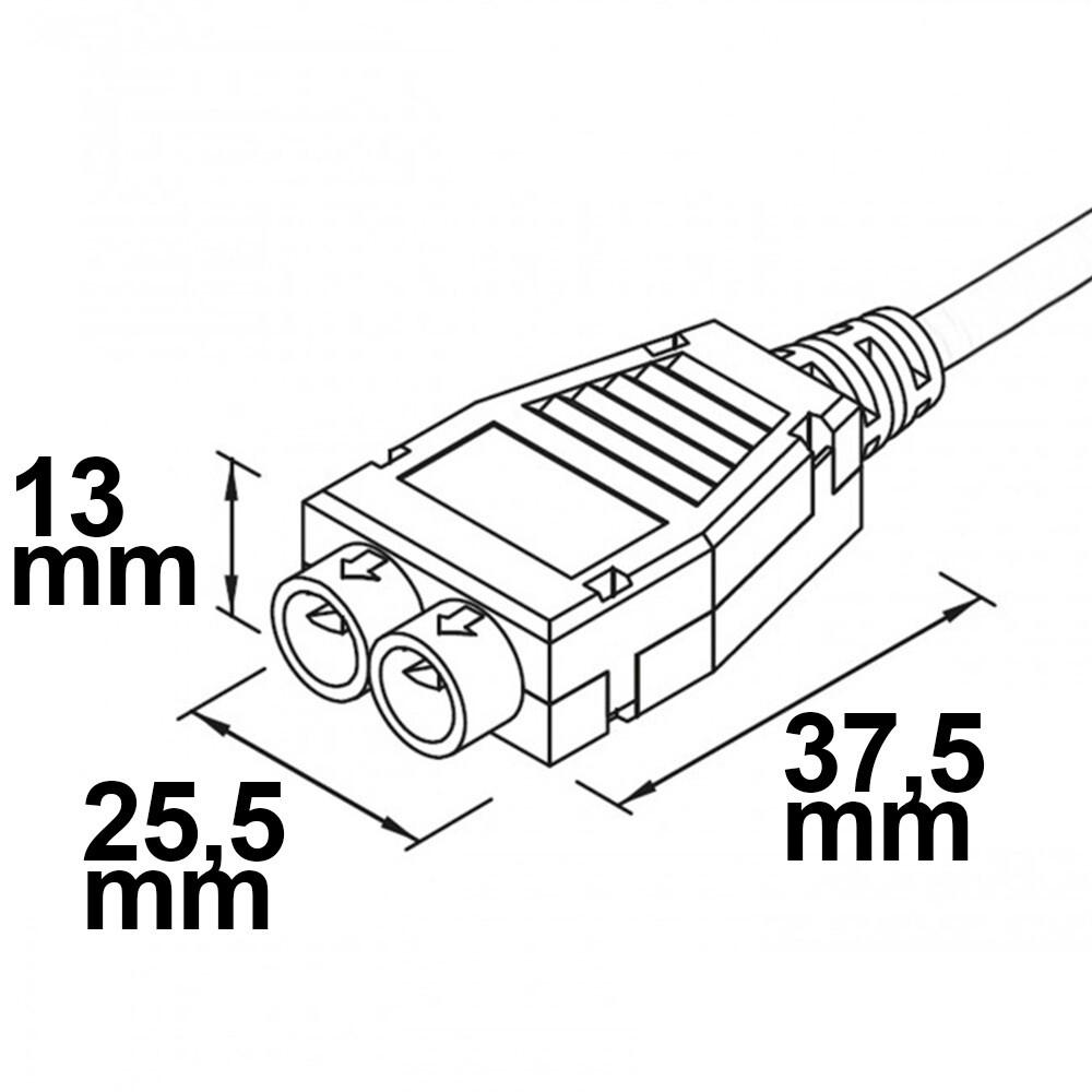 Innovativer Mini-Plug-2-fach-Verteiler von Isoled in elegantem Schwarz, max. 48V 6A, IP54, 1m lang