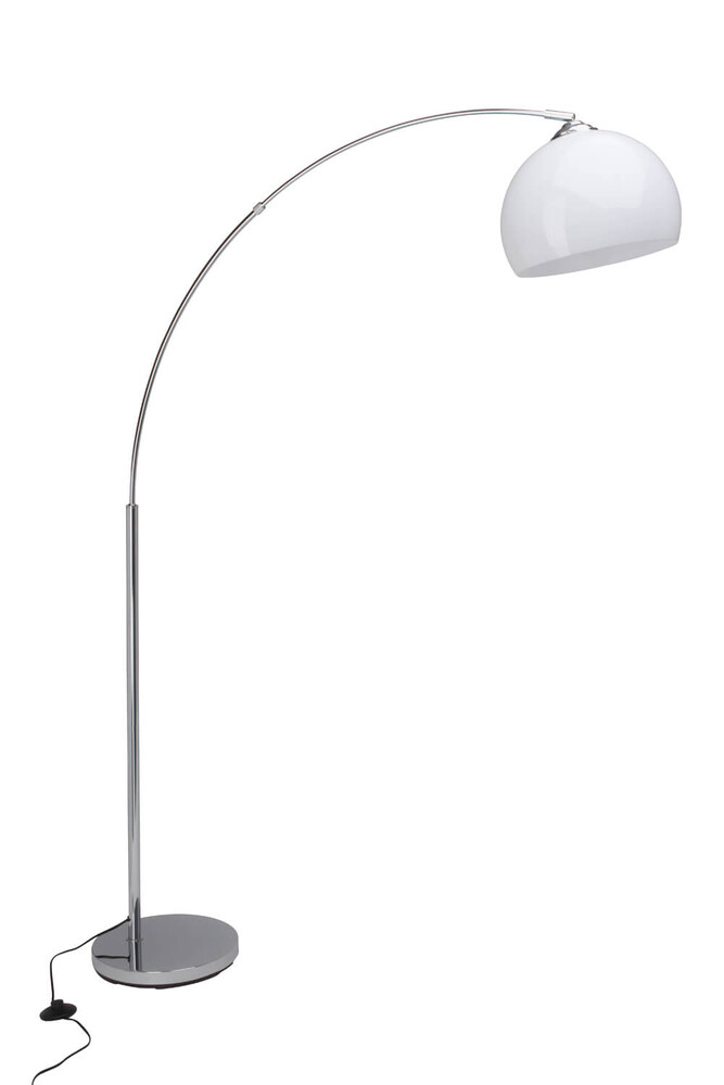 Chrom-weiße Stehlampe von der Marke Brilliant in elegantem Bogen-Design