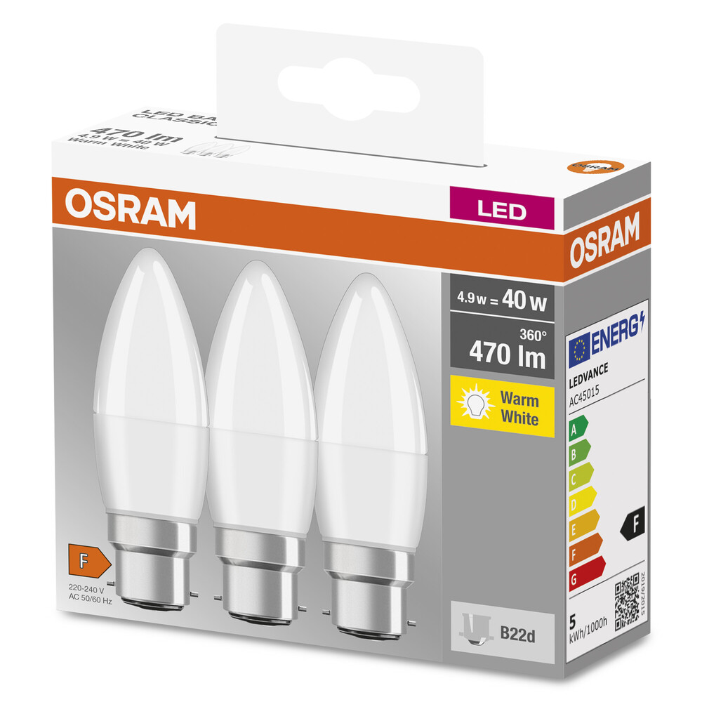 Hochwertiges OSRAM LED-Leuchtmittel mit angenehmer 2700 K Farbtemperatur und heller 470 lm Leuchtkraft