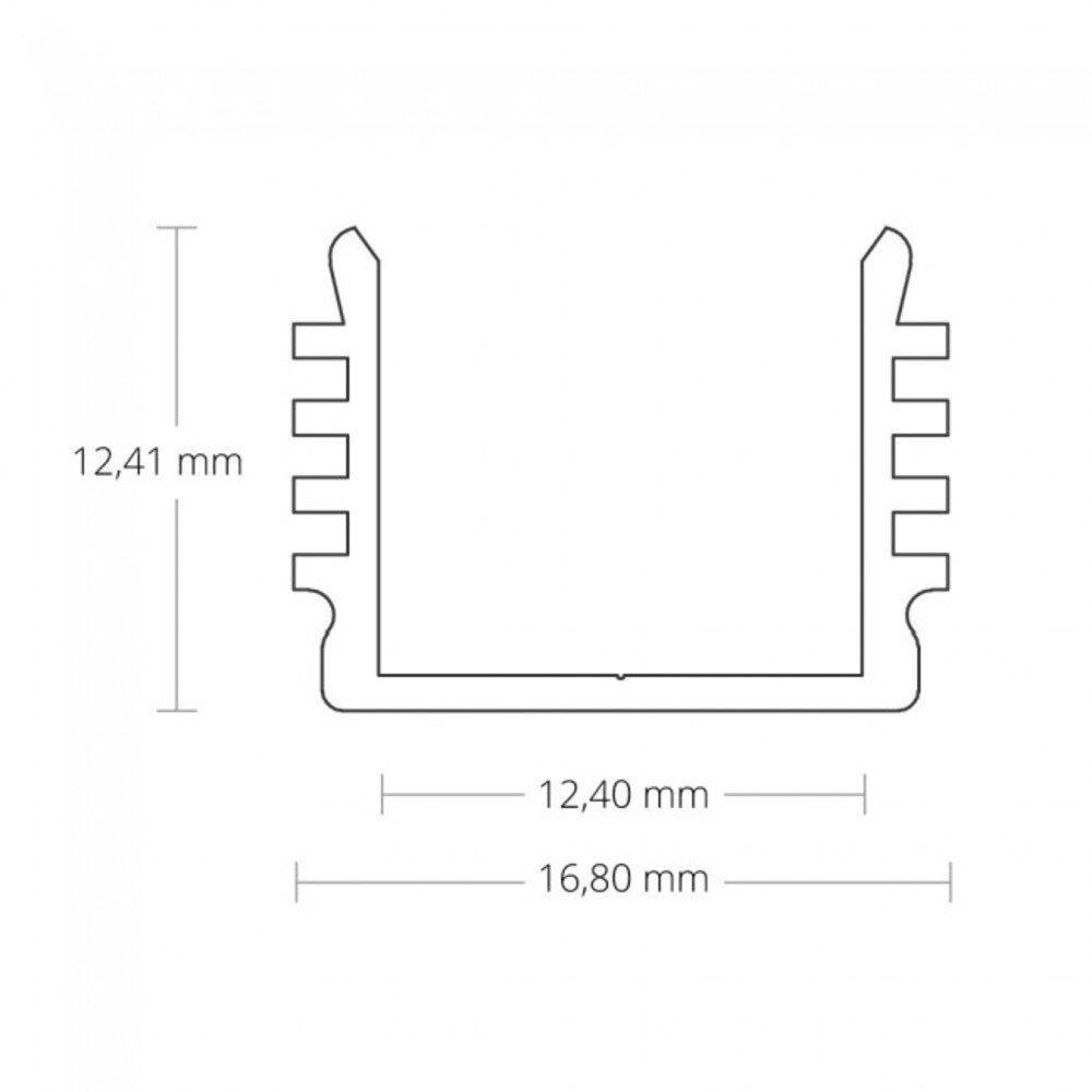 Hochwertiges LED-Profil von GALAXY profiles in der Farbe Schwarz RAL 9005, geeignet für LED-Stripes mit einer Maße von maximal 12 mm