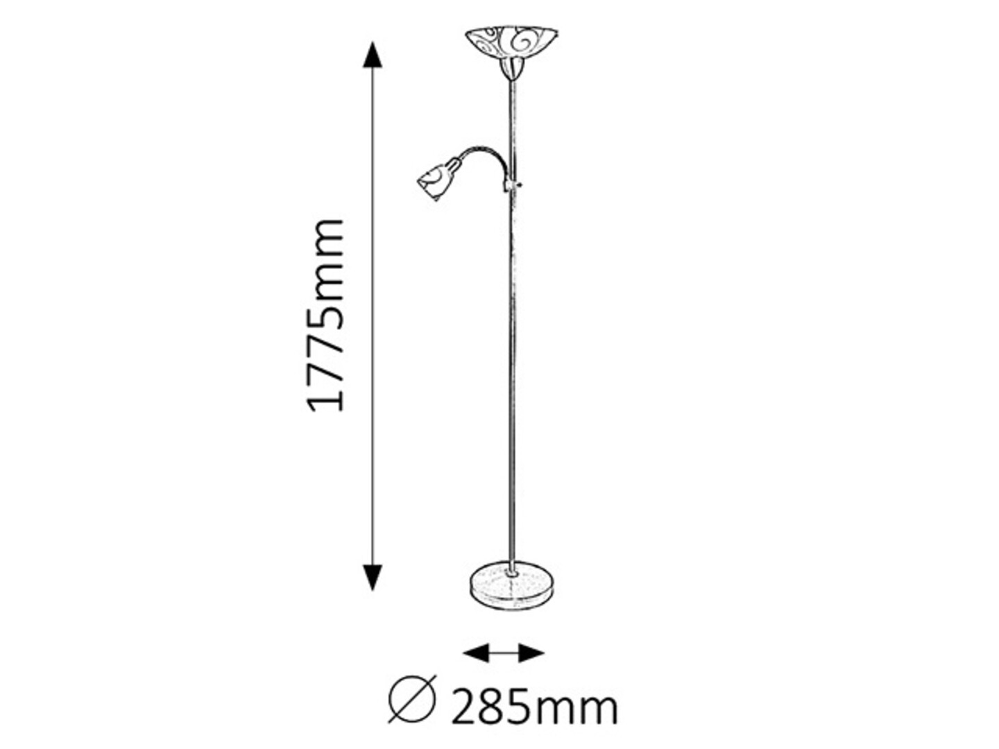 Stehlampe Harmony 4091, E27-E14, Metall, silber-weiß, rund, Standard, ø285mm