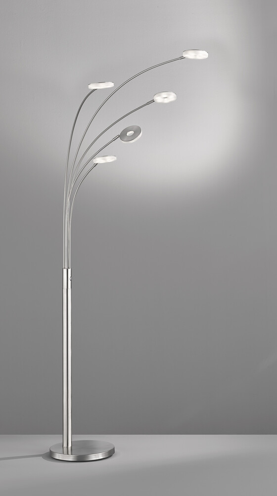 Faszinierende Stehlampe Dent aus nickelfarbenem Metall von Fischer & Honsel