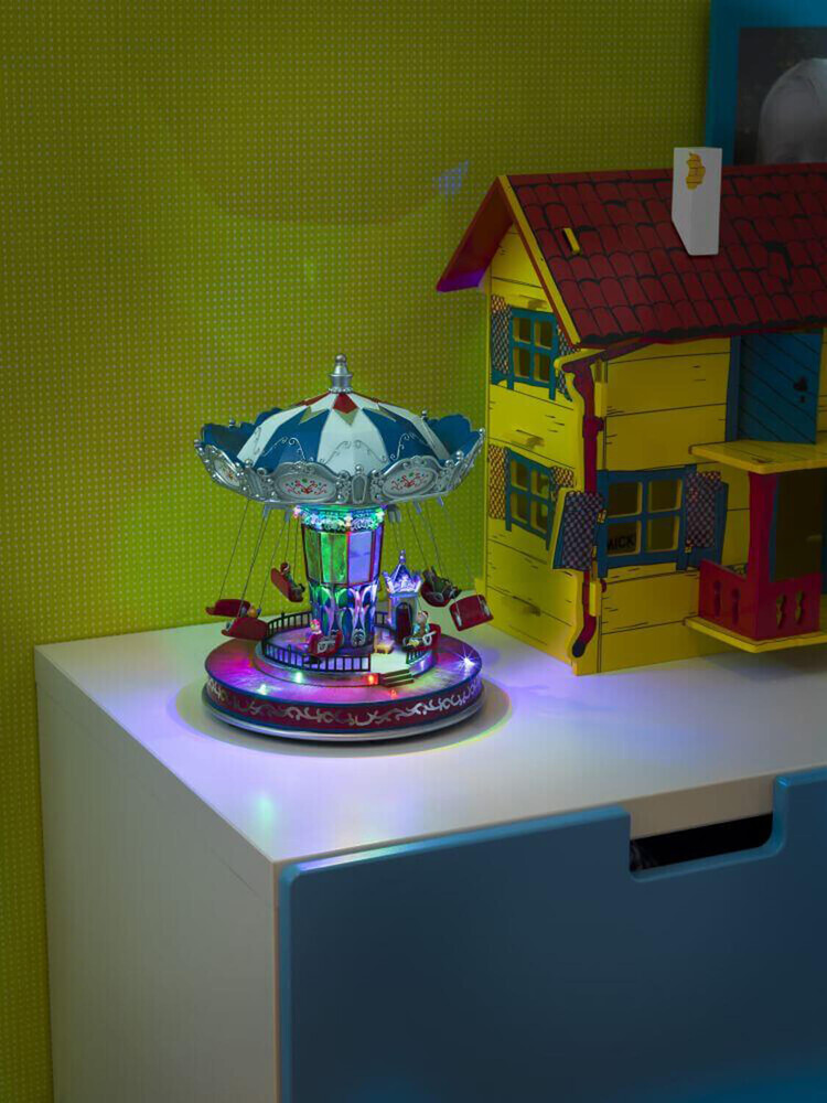 Leuchtfiguren von Konstsmide, animiertes Karussell mit LED Universum, 10 bunte Dioden, batteriebetrieben