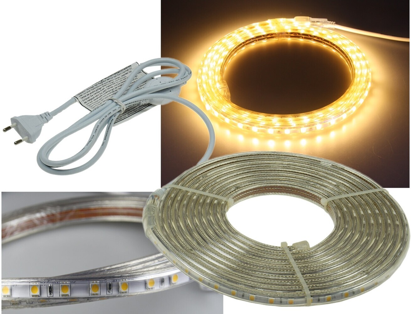 Hochwertiger LED Streifen der Marke ChiliTec, strahlt ein warmweißes und ultra helles Licht aus