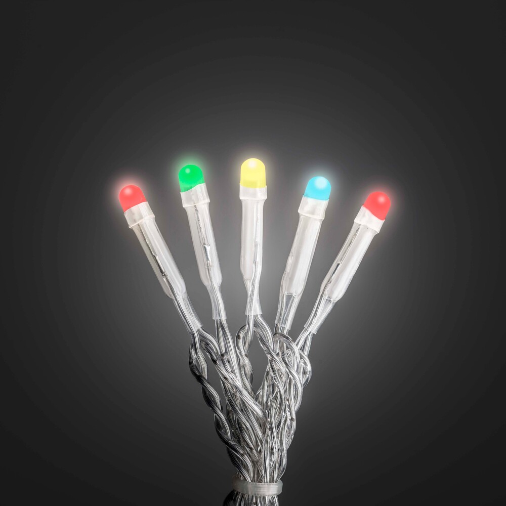 Farbenfrohe bunte Konstsmide LED Lichterkette geschmackvoll gefrostet mit transparentem Kabel