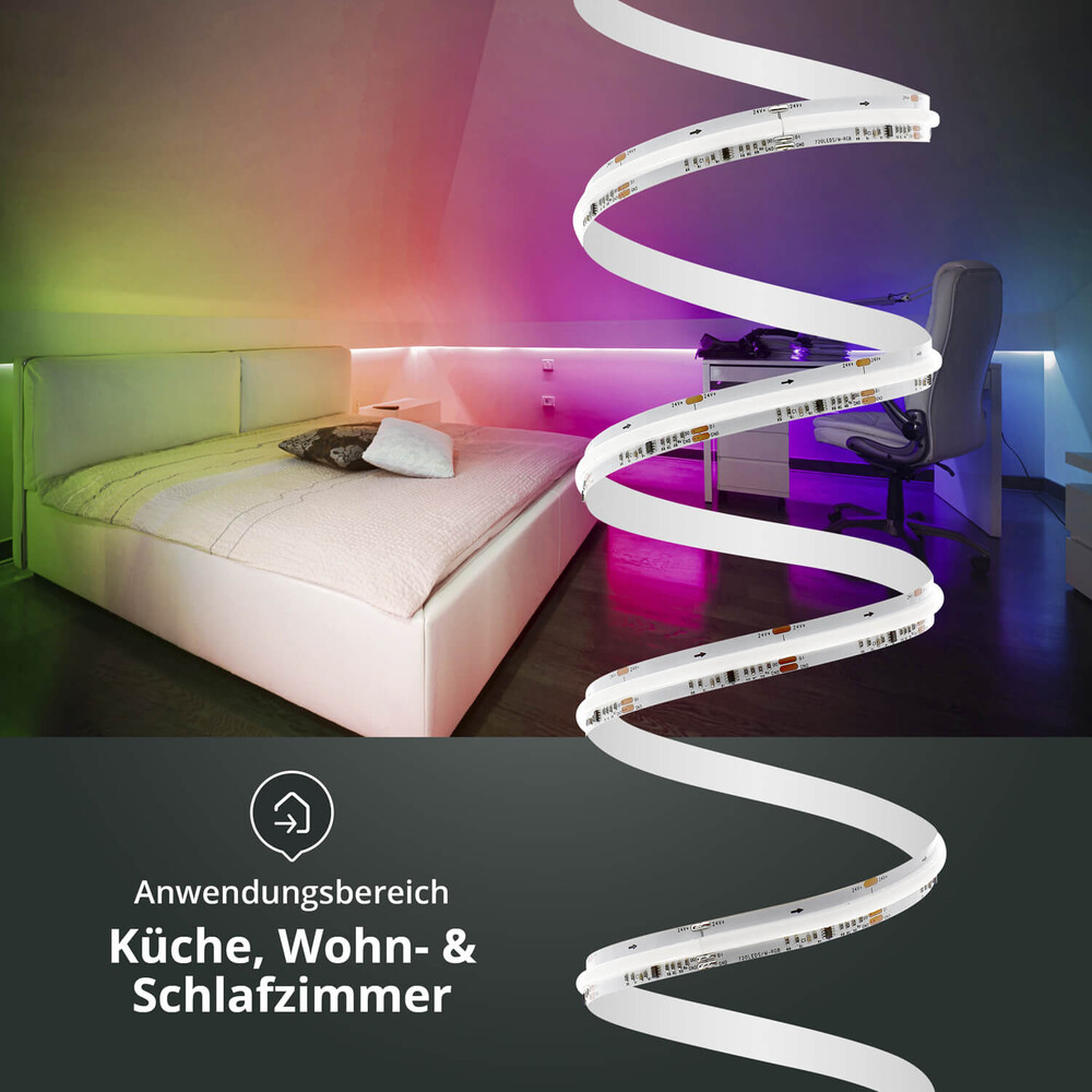 Hochwertiger, farbenfroher LED Streifen von LED Universum, ideal für die Beleuchtung von Wohn- und Arbeitsbereichen