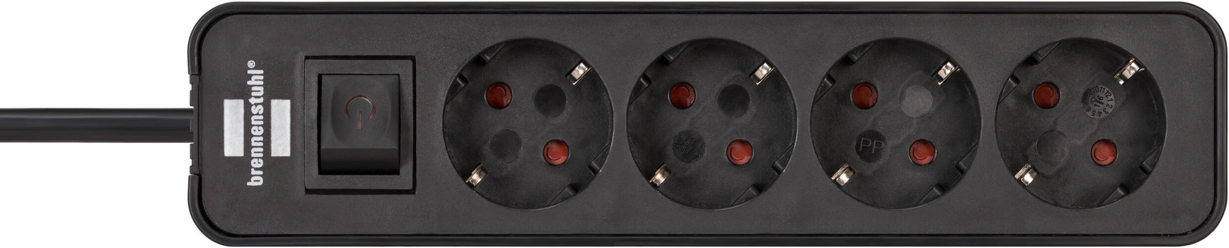 Schwarze Brennenstuhl Steckdose mit 4-fach Verteiler für sichere Stromversorgung - Ecolor Serie