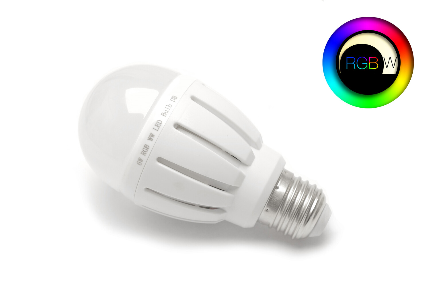 Hochwertiges Leuchtmittel von LED Universum. RGBW LED Birne 6 Watt E27 für eine stimmungsvolle Beleuchtung.