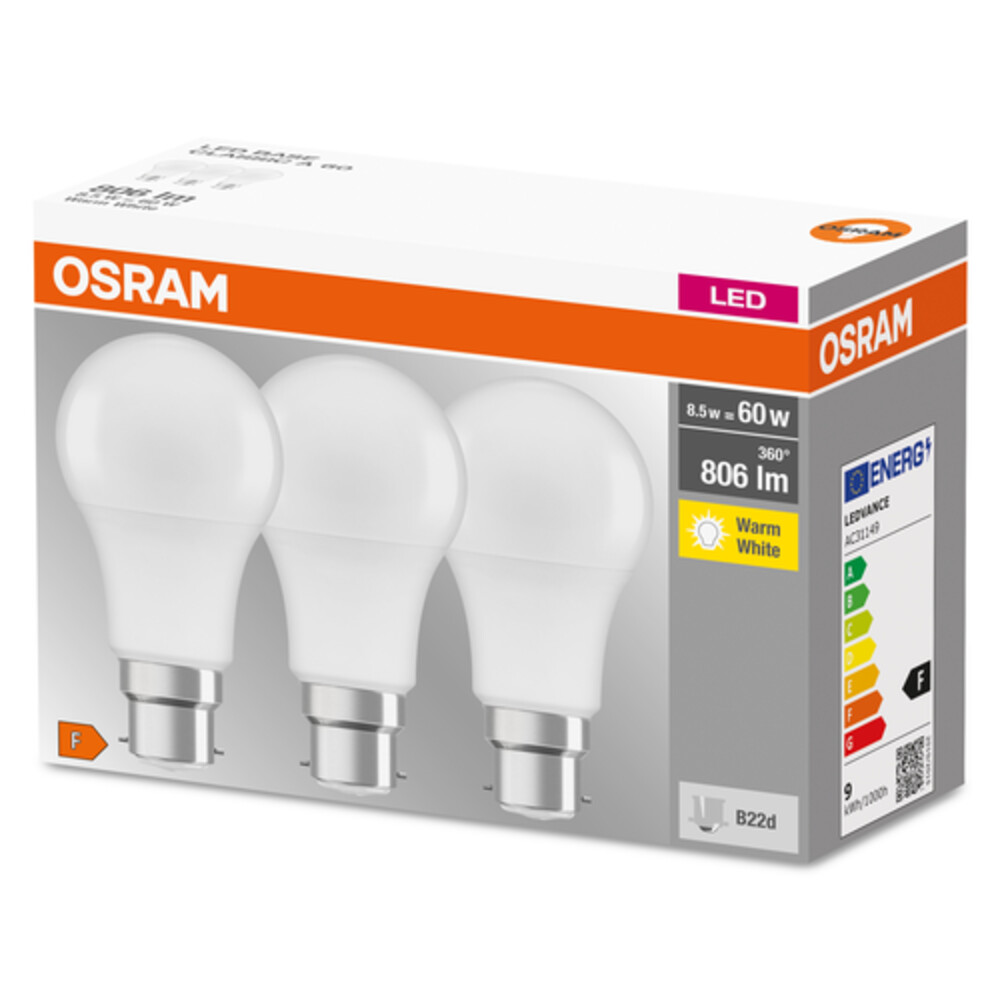 Strahlendes OSRAM LED-Leuchtmittel mit 806 lm Leuchtkraft und angenehmer 2700 K Farbtemperatur