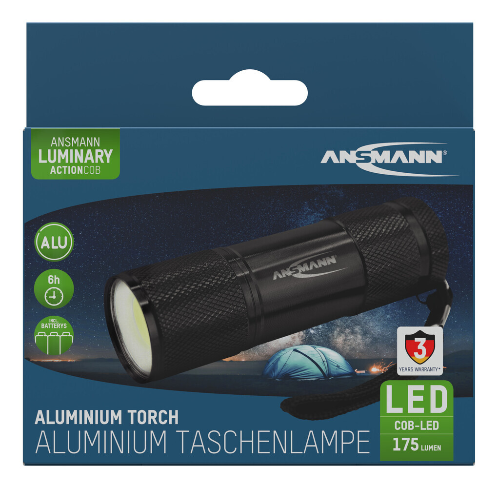 Strahlende COB LED Taschenlampe von Ansmann, ideal für unterwegs