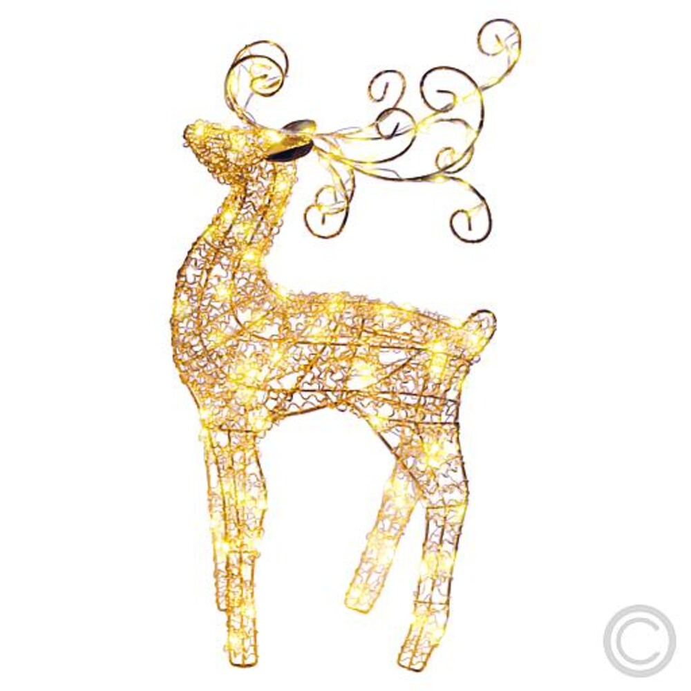 stilisierte Leuchtfigur des stehenden Rentiers in glamourösem Rosegold von Lotti