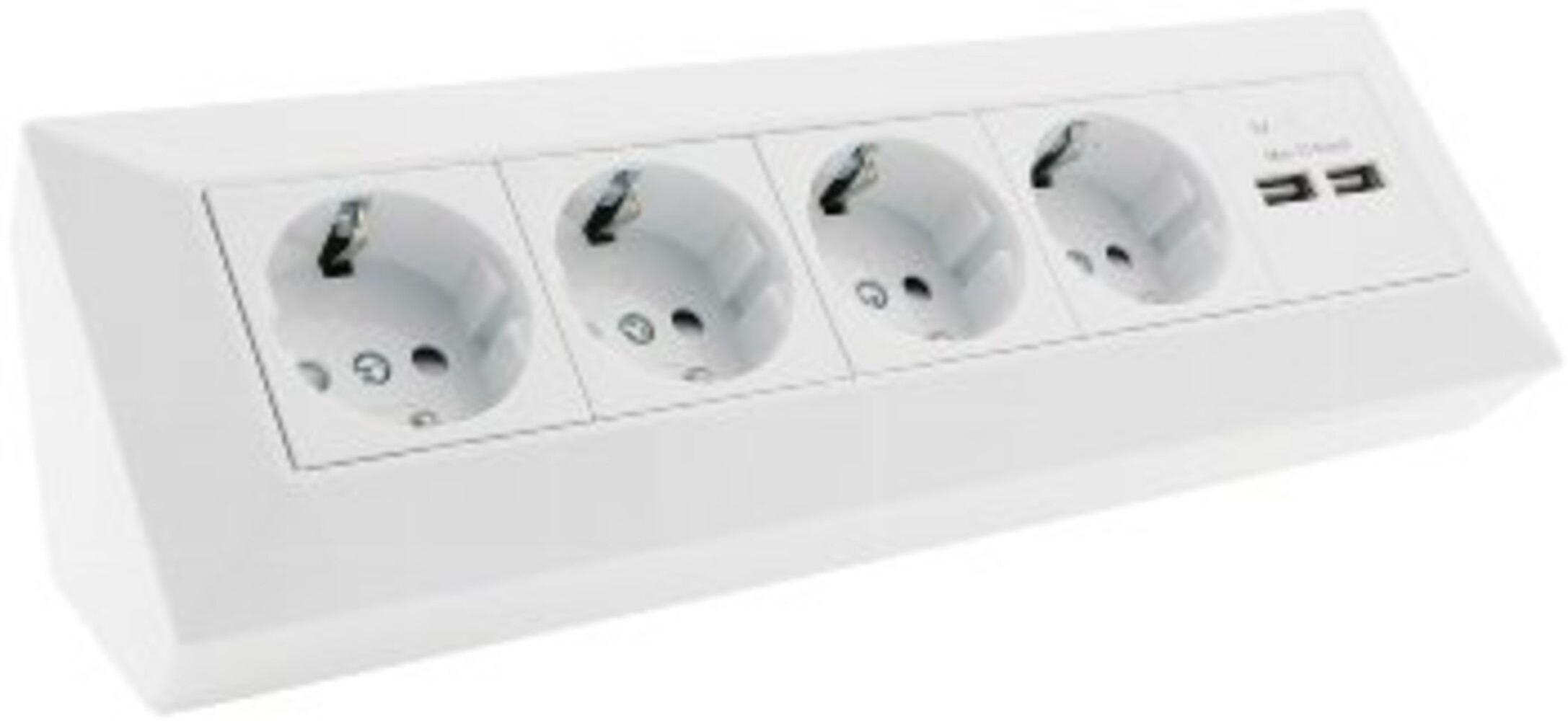 Weiße Aufbaumontage-Steckdosen von ChiliTec mit 4 Ausgängen und USB-Anschluss