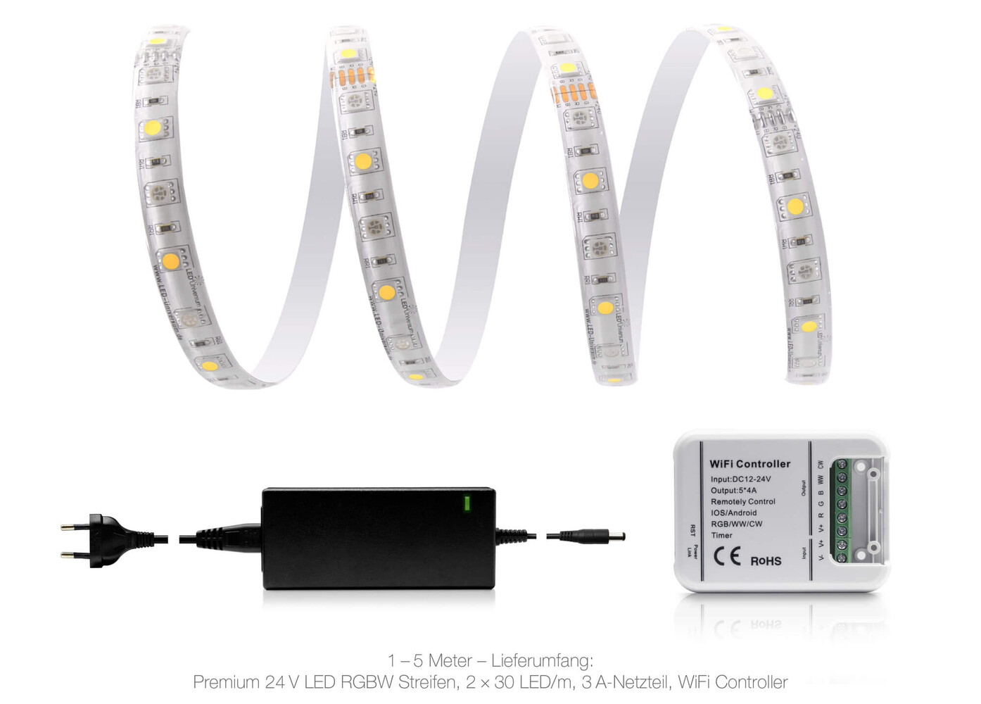Hochwertiger und farbenfroher LED Streifen von LED Universum mit moderner WLAN Technologie und robustem IP65 Schutz