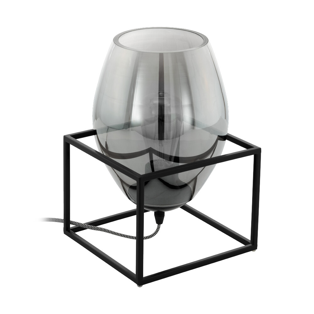 Tischleuchte "OLIVAL 1" Glas, schwarz, 40W, E27, IP20, 200x200mm, 97209